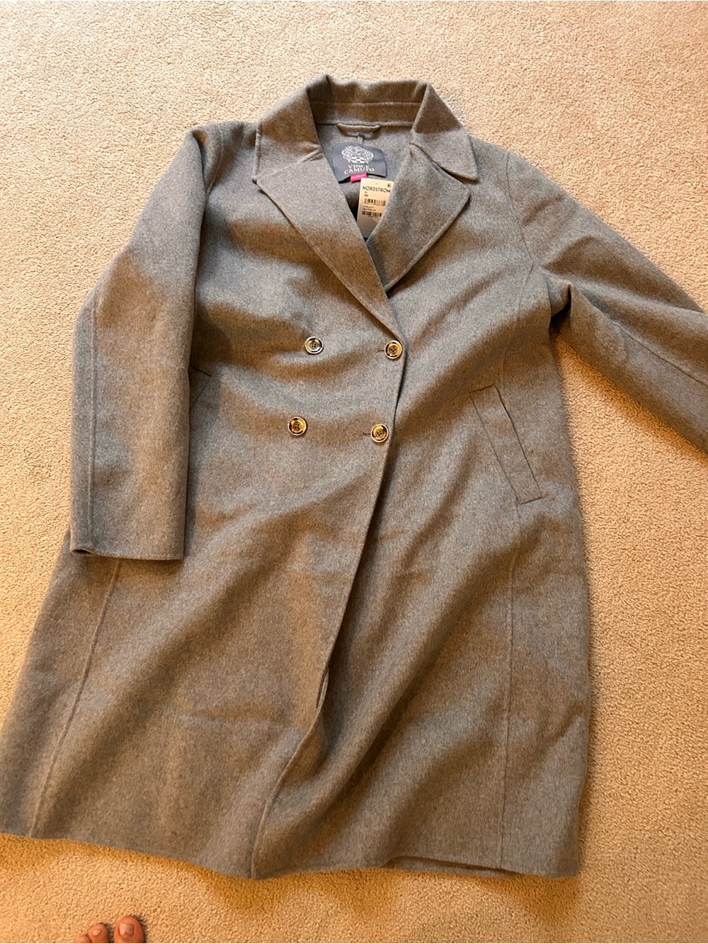 Vince camuto Wool-Blend Double-Breasted Grey Women's Coat